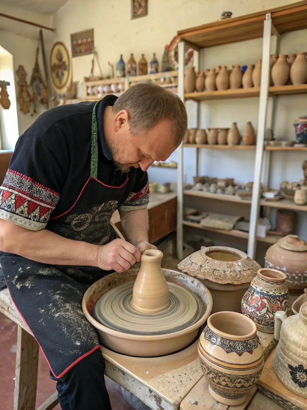 A vibrant image of a local artisan demonstrating a traditional craft in Marcolès, highlighting the association's commitment to preserving artisanal skills.